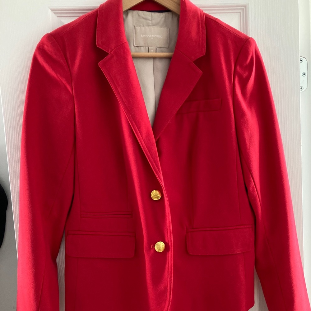 Bright Red Banana Republic Blazer